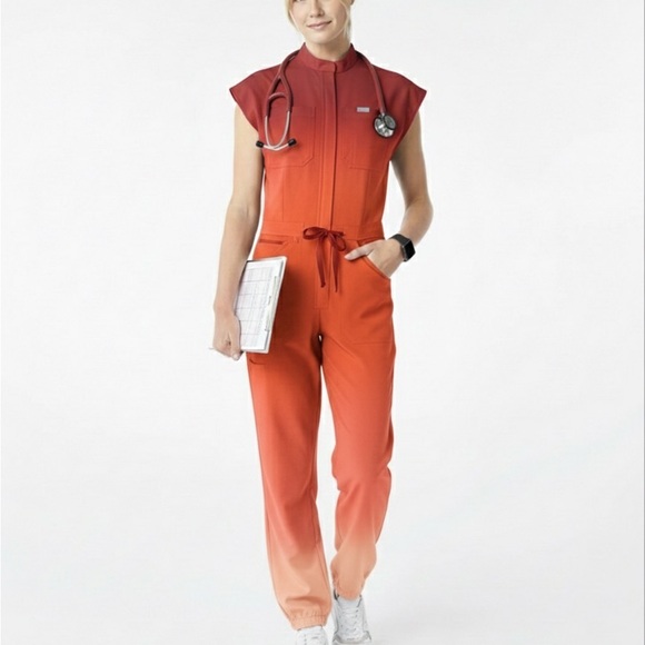 Figs Pants - Rare FIGS Sunrise Ombré Rafaela Cargo Scrub Jumpsuit - XXS - Limited Edition